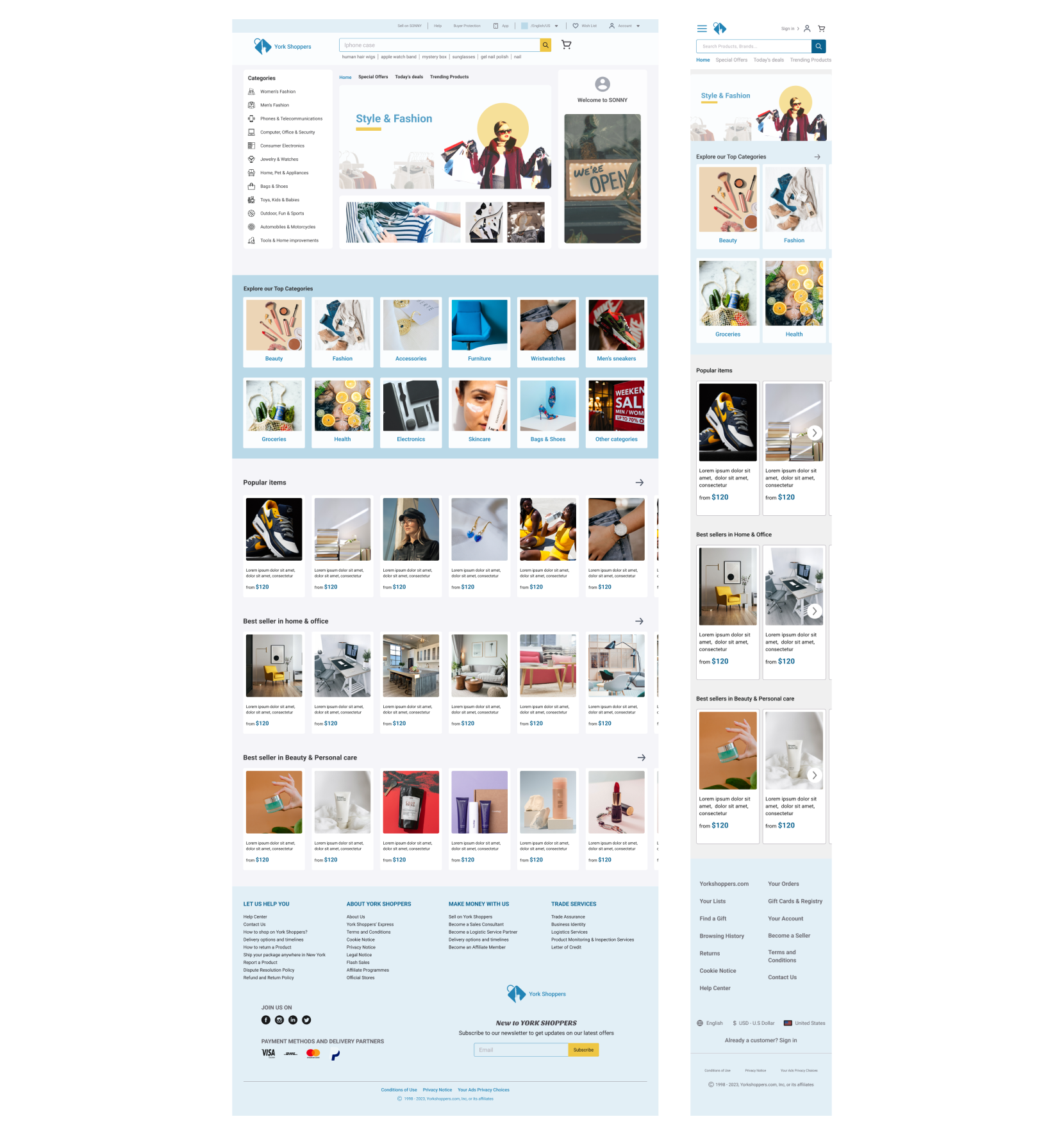 landing page desktop and mobile view