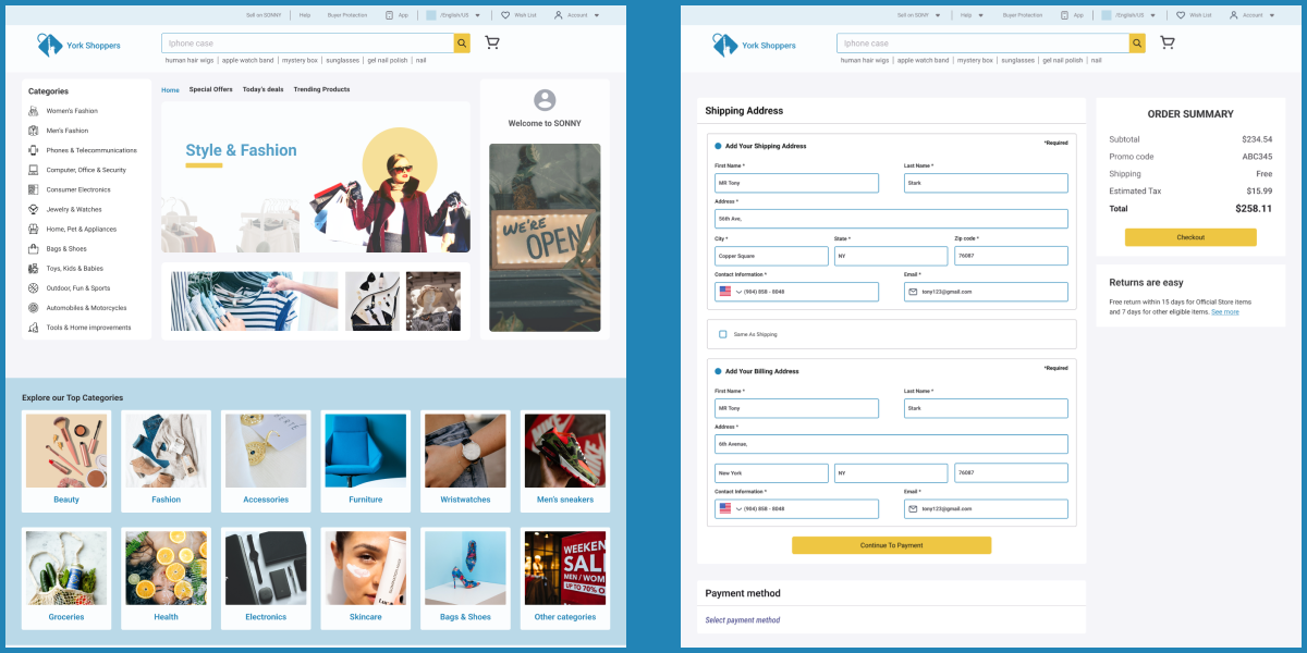 showing a website interface