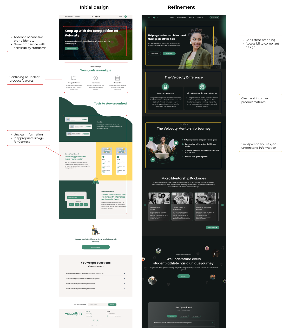 Design Iteration of landing page
