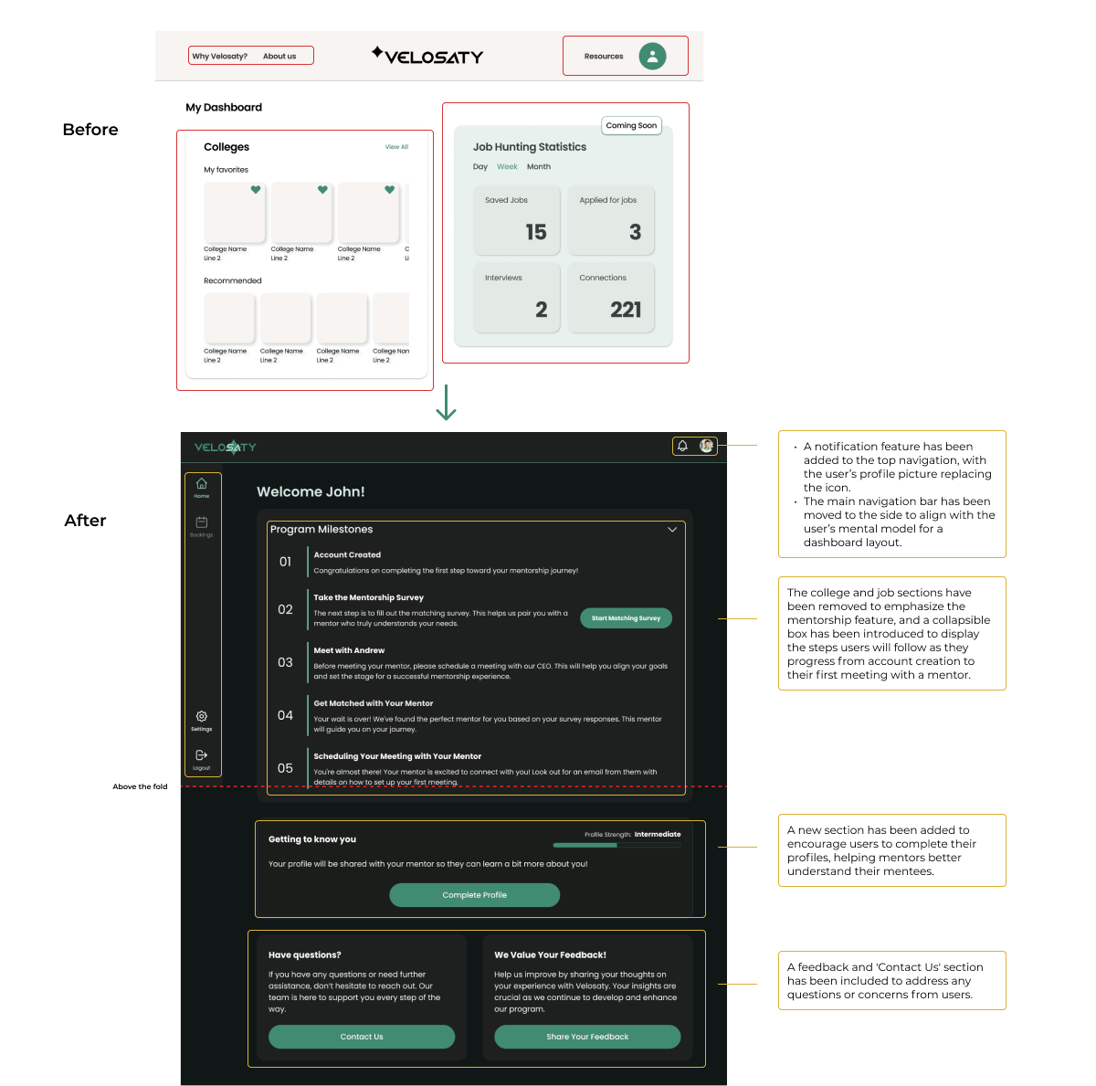 Design Iteration of dashboard