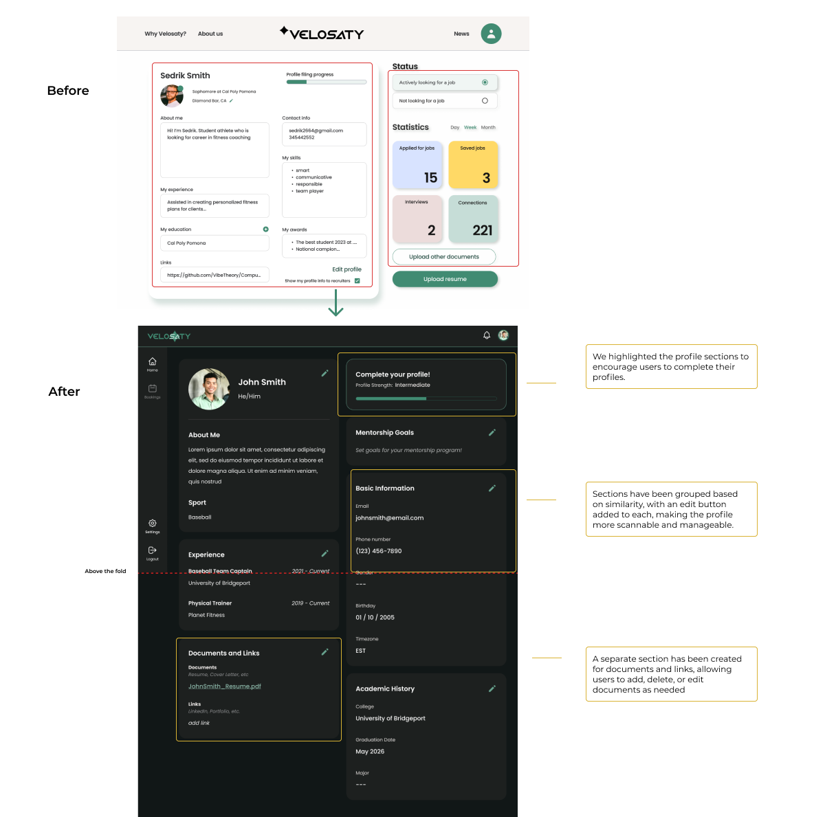 Design Iteration of profile page